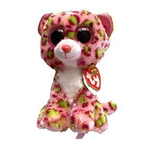 new Ty Beanie Boos 6 in Tall Leopard Lainey Pink Green Plush stuffed Animal Doll